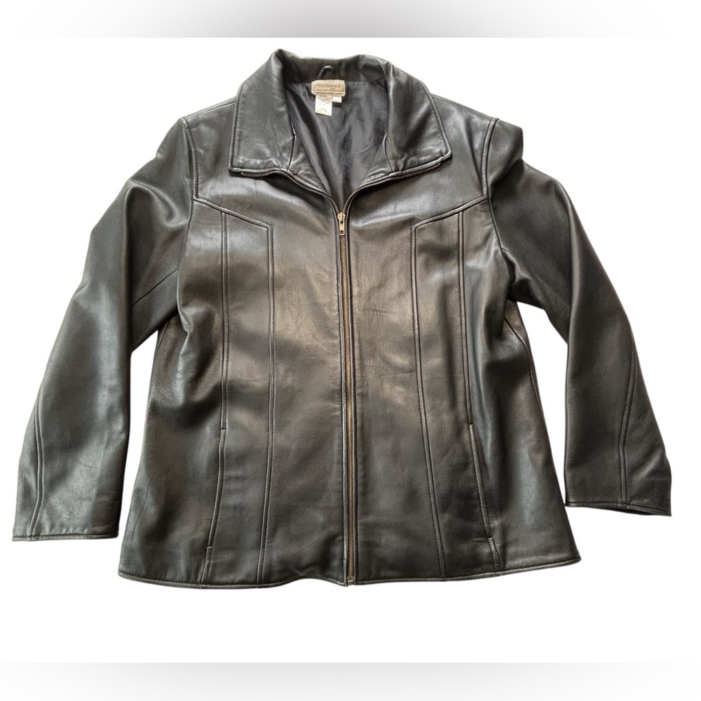 Coldwater Creek Black Leather Zip-Front Jacket